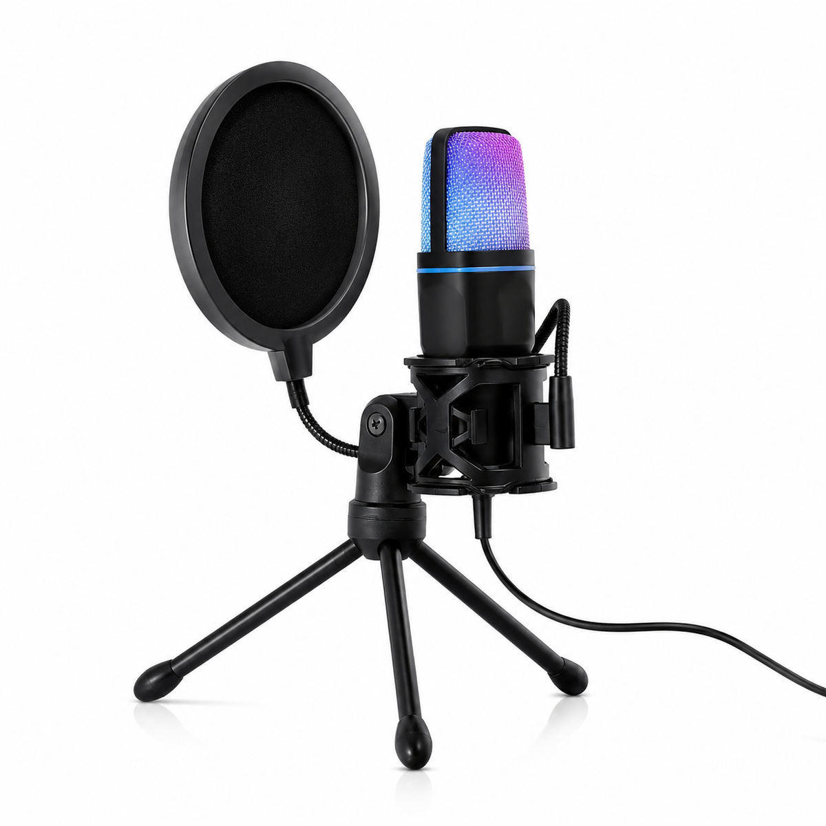 Microphone RGB avec Filtre Anti-pop