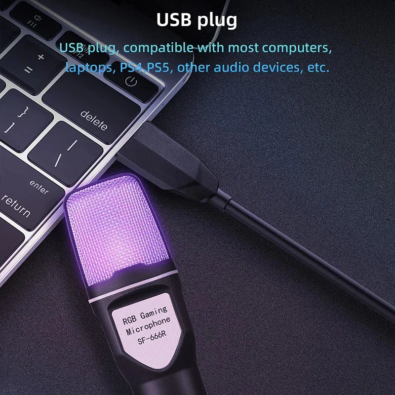 Microphone RGB avec Filtre Anti-pop
