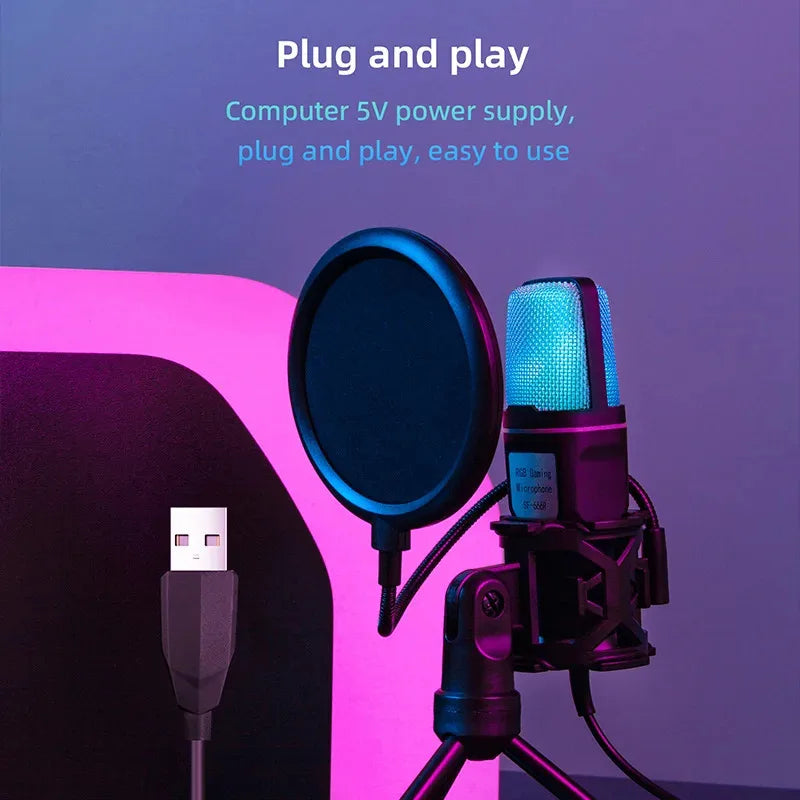 Microphone RGB avec Filtre Anti-pop