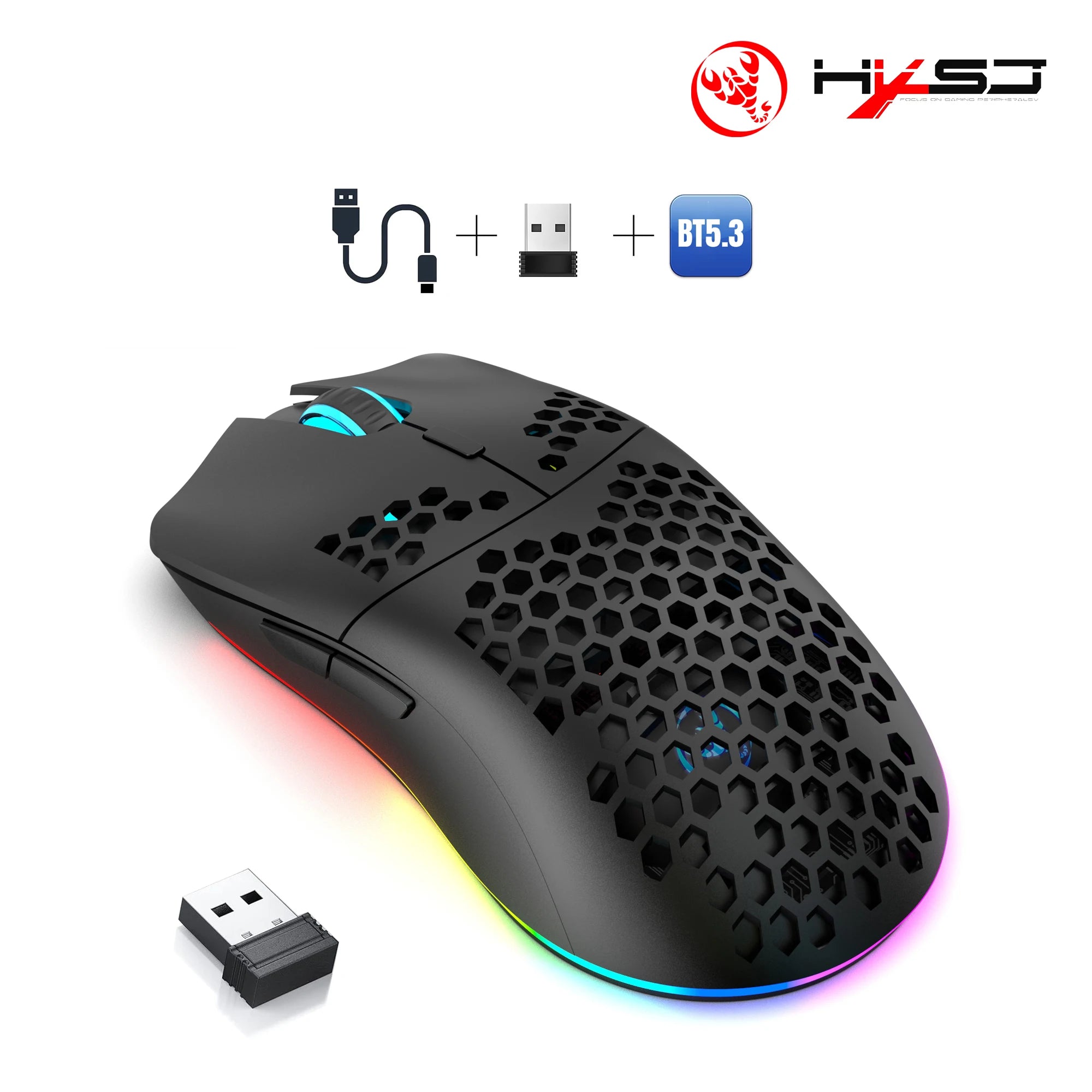 Souris Gaming Sans Fil RGB 10 000 DPI – Rechargeable