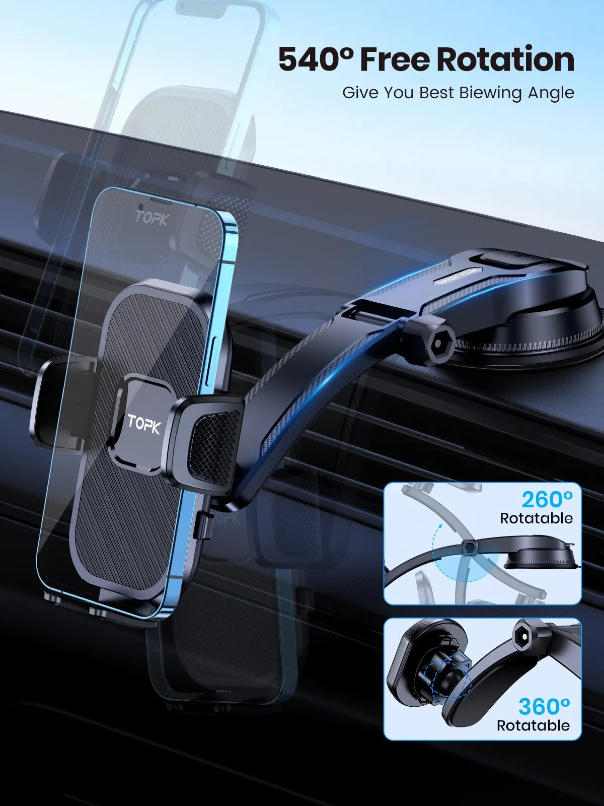 Support Téléphone Voiture – Fixation Automatique