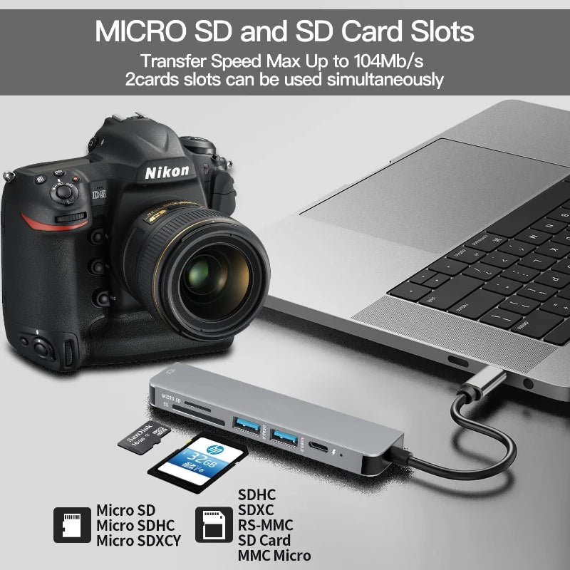 Hub USB-C 6-en-1 – HDMI 4K & USB 3.0