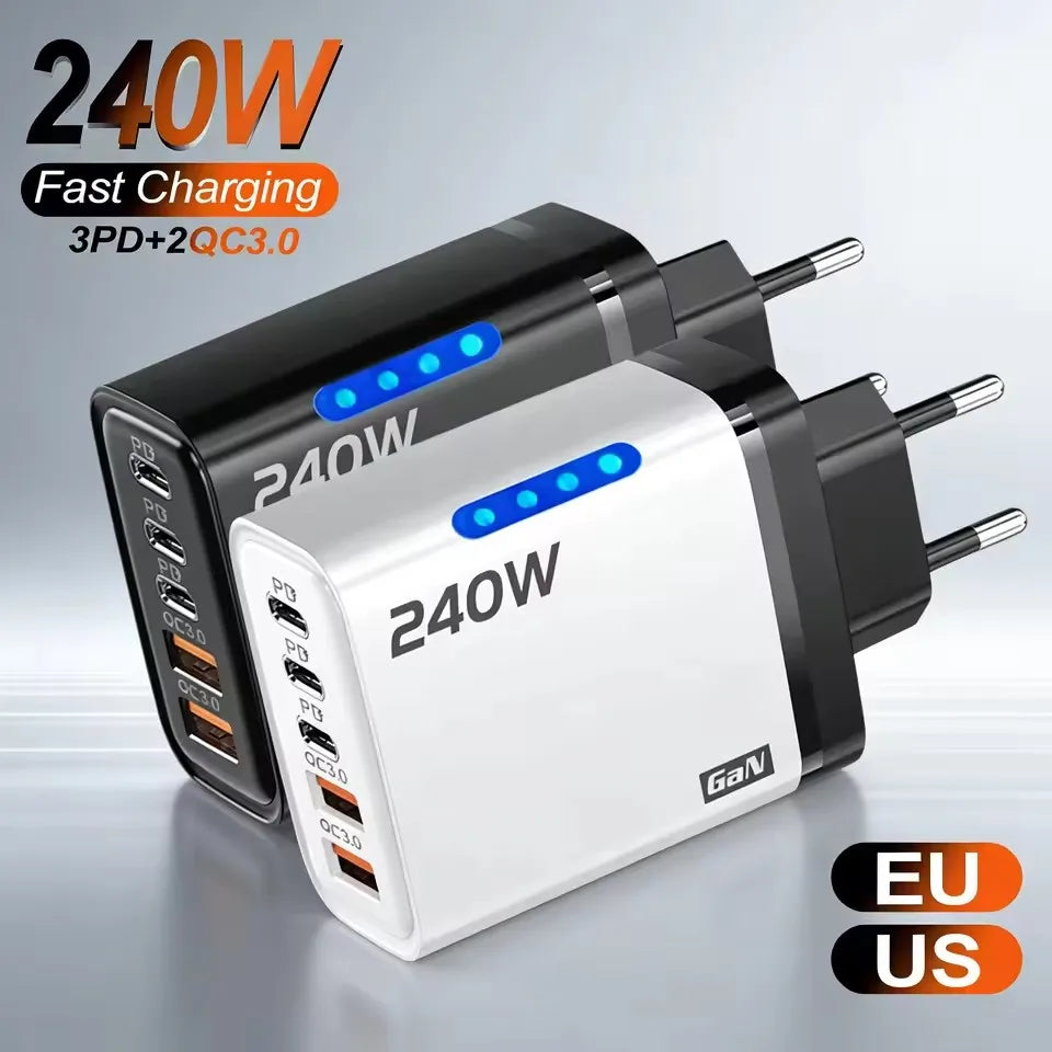 Station de Charge GaN 240 W – USB-C 5-en-1