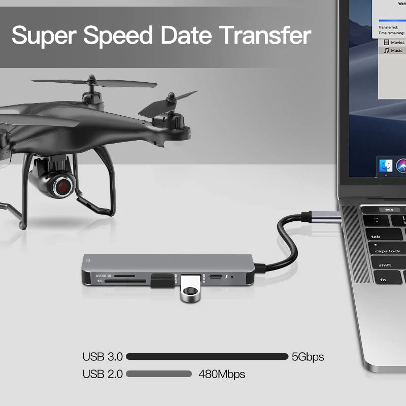 Hub USB-C 6-en-1 – HDMI 4K & USB 3.0