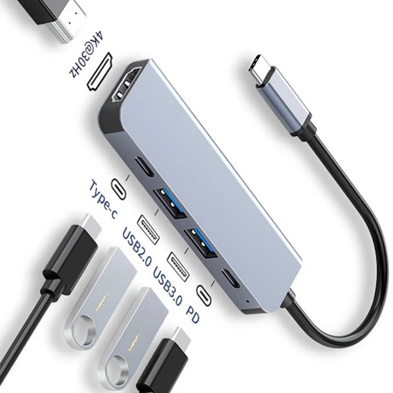 Hub USB-C 6-en-1 – HDMI 4K & USB 3.0