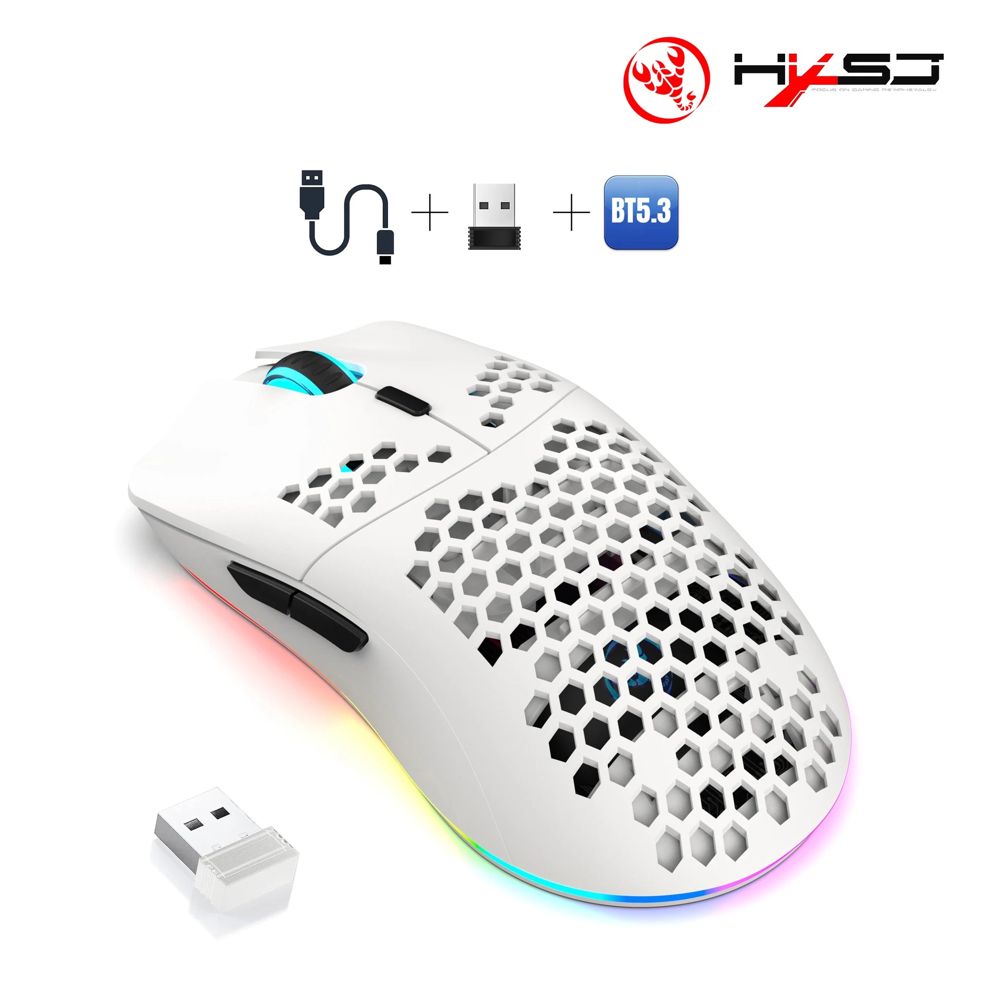 Souris Gaming Sans Fil RGB 10 000 DPI – Rechargeable