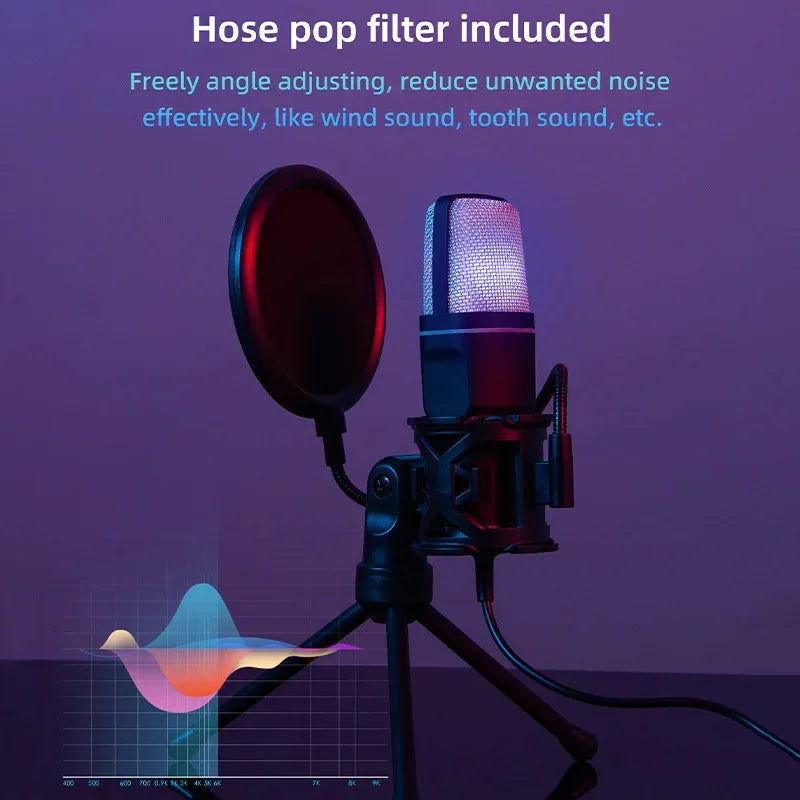 Microphone RGB avec Filtre Anti-pop