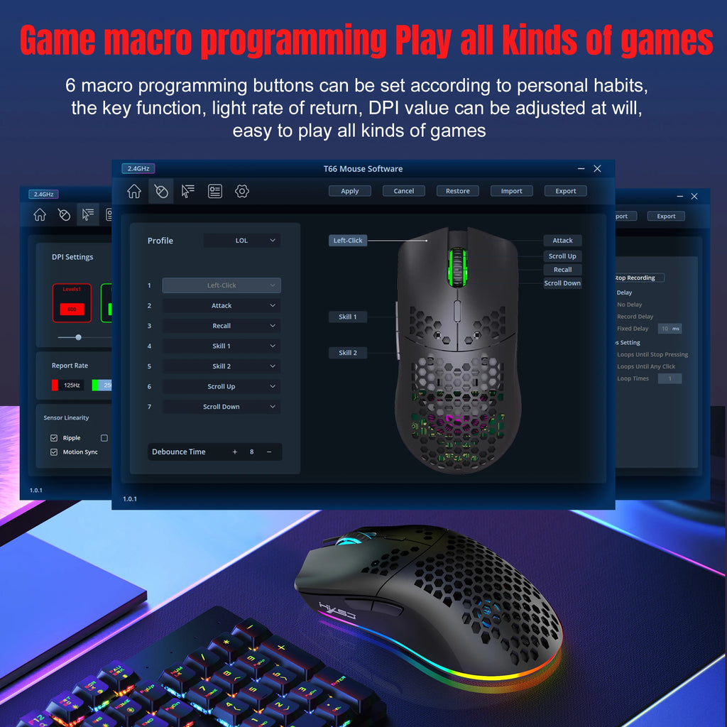 Souris Gaming Sans Fil RGB 10 000 DPI – Rechargeable