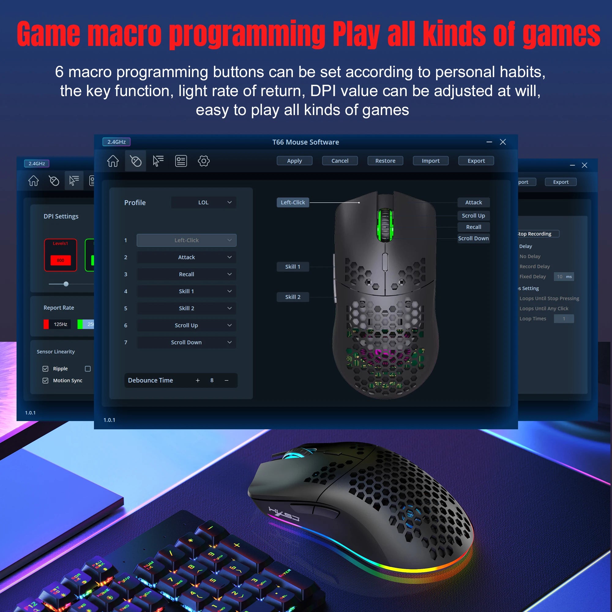 Souris Gaming Sans Fil RGB 10 000 DPI – Rechargeable